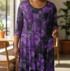 Purple and Black Patterned Mini Dress